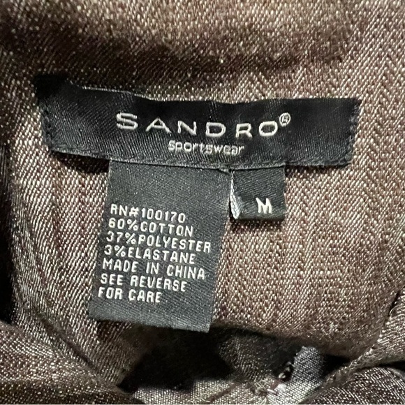 Sandro Medium Brown Cotton Button Down Blazer Jacket Y - Picture 3 of 4